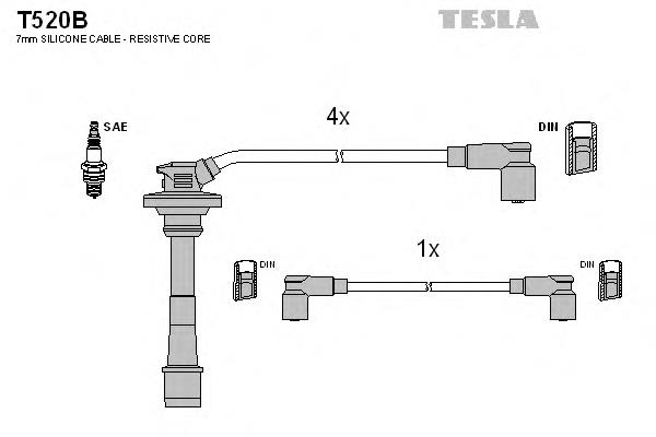 Juego de cables de encendido T520B Tesla