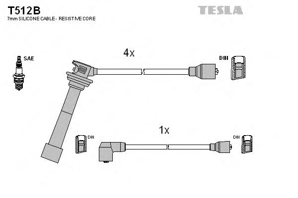 T512B Tesla cables de bujías