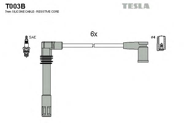 T003B Tesla cables de bujías