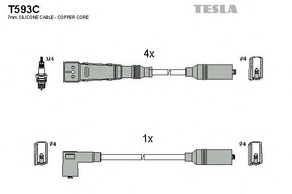 T593C Tesla juego de cables de encendido