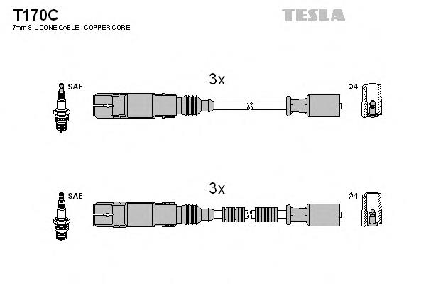 T170C Tesla cables de bujías