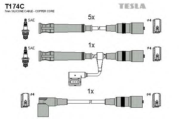 T174C Tesla Cables de alta tensión, juego