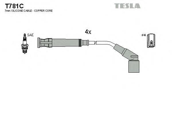 T781C Tesla cables de bujías
