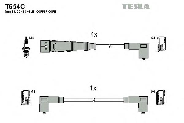 T654C Tesla cables de bujías