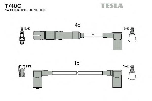 T740C Tesla cables de bujías