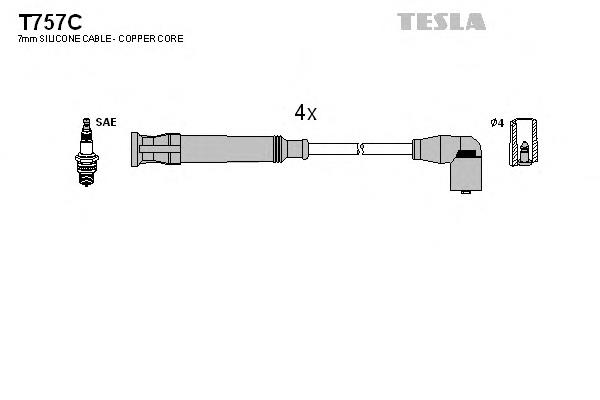 T757C Tesla juego de cables de encendido