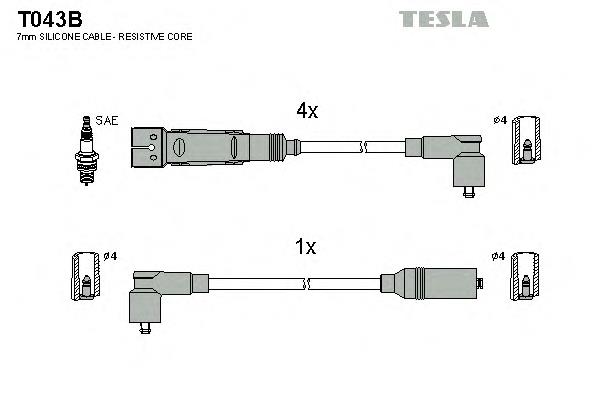 T043B Tesla juego de cables de encendido