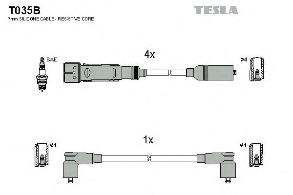 T035B Tesla cables de bujías