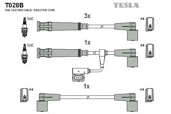 T028B Tesla cables de bujías