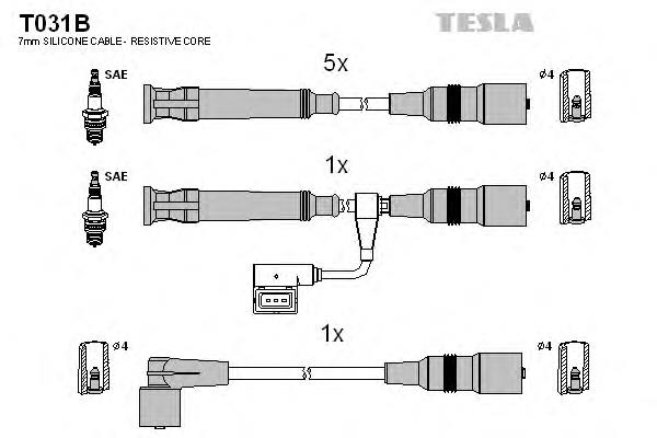 T031B Tesla Cables de alta tensión, juego