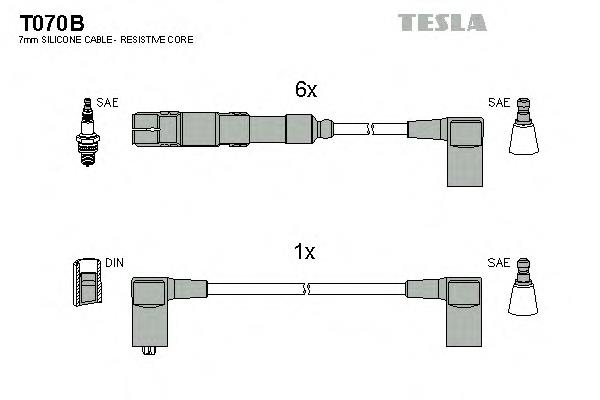 T070B Tesla cables de bujías