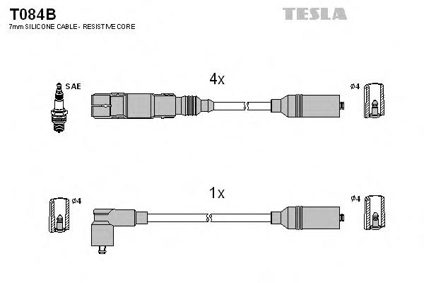 T084B Tesla cables de bujías