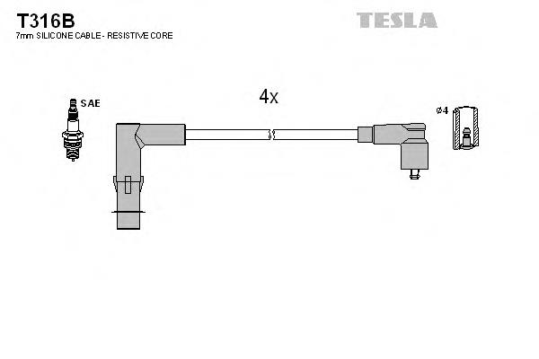 T316B Tesla cables de bujías