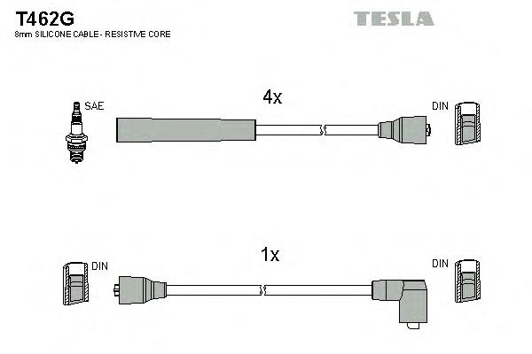 T462G Tesla cables de bujías