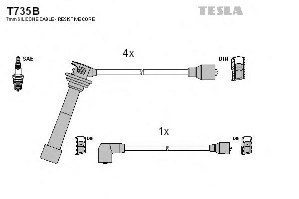 T735B Tesla cables de bujías