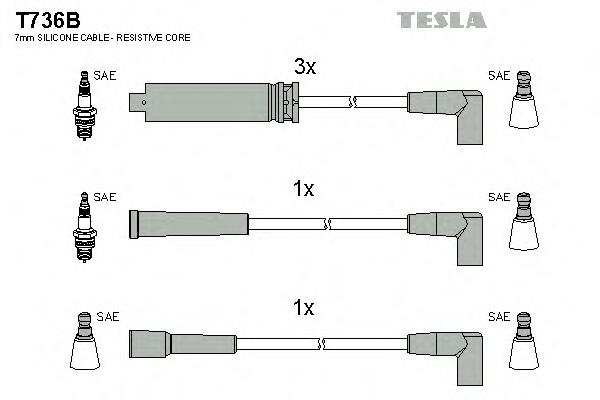 T736B Tesla juego de cables de encendido