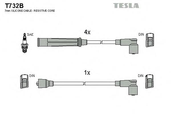 T732B Tesla cables de bujías