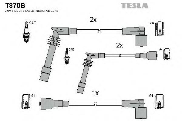 T870B Tesla cables de bujías