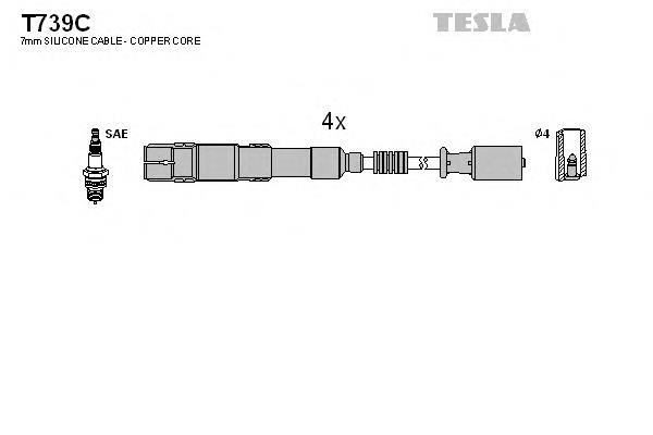 T739C Tesla cables de bujías
