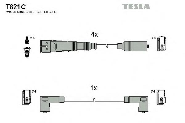 T821C Tesla cables de bujías
