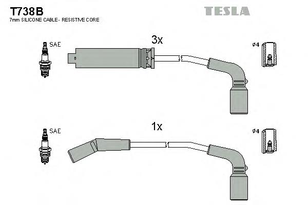 T738B Tesla cables de bujías