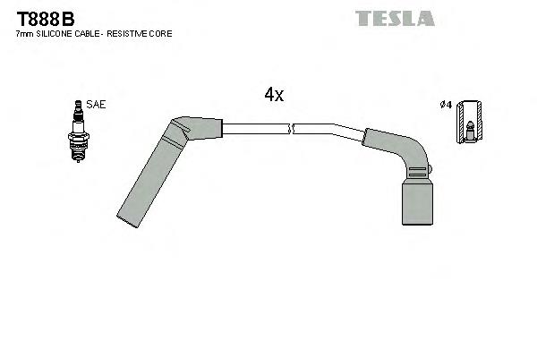 T888B Tesla cables de bujías