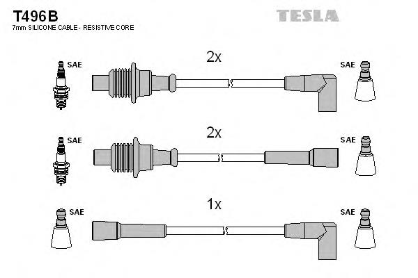 T496B Tesla cables de bujías