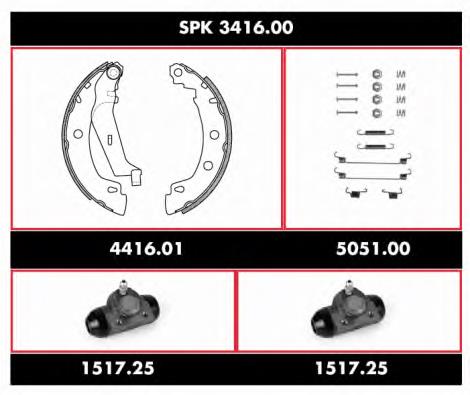 SPK341600 Woking juego de zapatas de frenos de tambor, con cilindros, completo