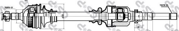Semieje delantero derecho 96171857 Peugeot/Citroen