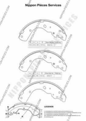 M350A04 NPS zapatas de frenos de tambor traseras