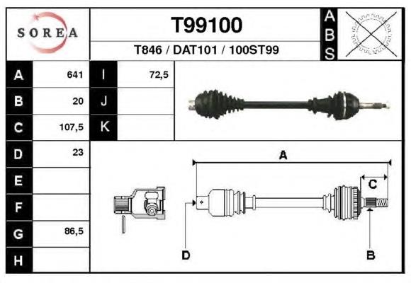 T99100 EAI árbol de transmisión delantero izquierdo