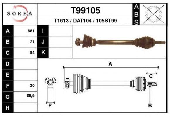 T99105 EAI árbol de transmisión delantero izquierdo