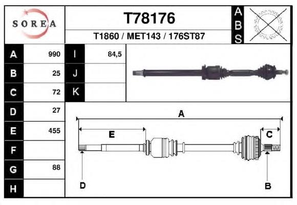Comprar A1693601572 Mercedes Semieje delantero derecho