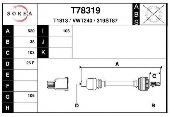 T78319 EAI árbol de transmisión delantero izquierdo