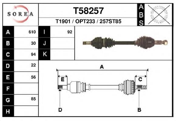 T58257 EAI árbol de transmisión delantero izquierdo