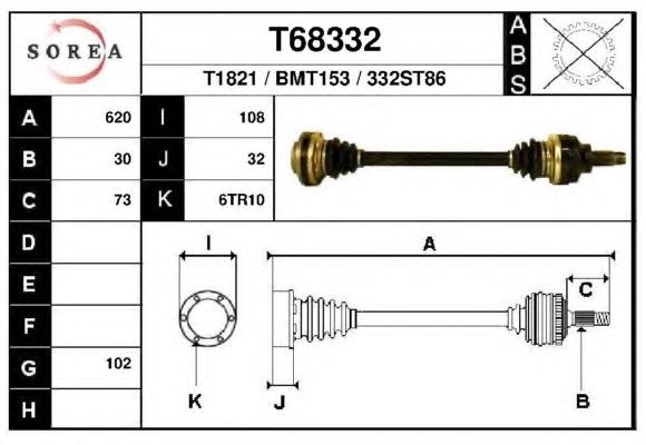 Árbol de transmisión trasero T68332 EAI