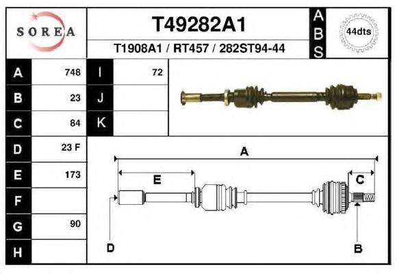 8200372166 Renault (RVI) árbol de transmisión delantero derecho