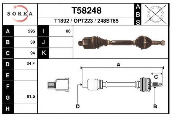 T58248 EAI árbol de transmisión delantero derecho