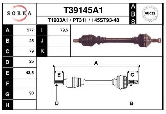 T39145A1 EAI árbol de transmisión delantero izquierdo