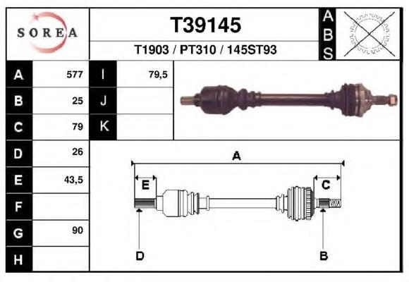 T39145 EAI árbol de transmisión delantero izquierdo