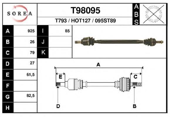 T98095 EAI árbol de transmisión delantero izquierdo