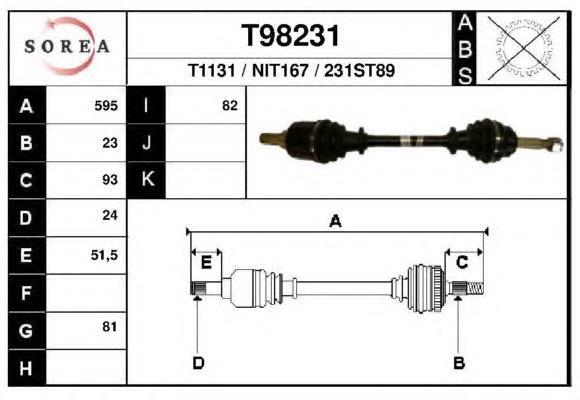 391014F501 Nissan árbol de transmisión delantero izquierdo