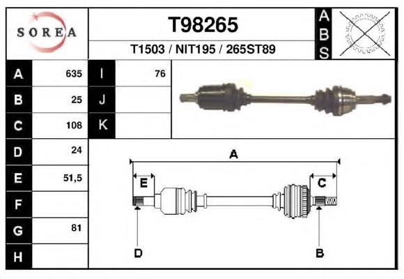 391010M010 Nissan árbol de transmisión delantero izquierdo