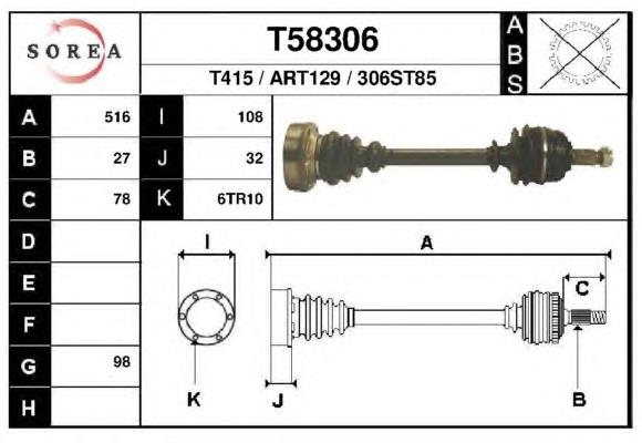 T58306 EAI árbol de transmisión delantero izquierdo