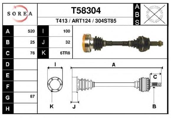 T58304 EAI árbol de transmisión delantero