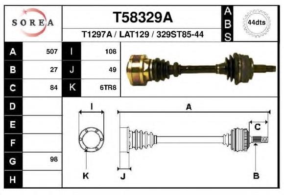 T58329A EAI árbol de transmisión delantero izquierdo