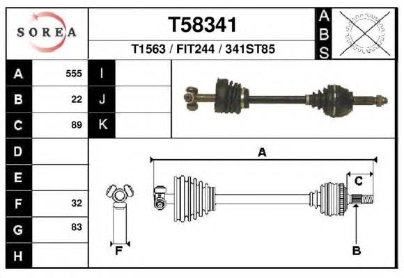 T58341 EAI árbol de transmisión delantero izquierdo