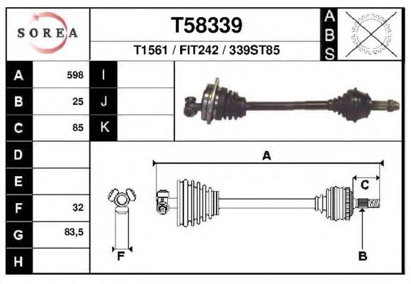 46307485 Fiat/Alfa/Lancia árbol de transmisión delantero izquierdo