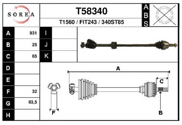 46307487 Fiat/Alfa/Lancia árbol de transmisión delantero derecho