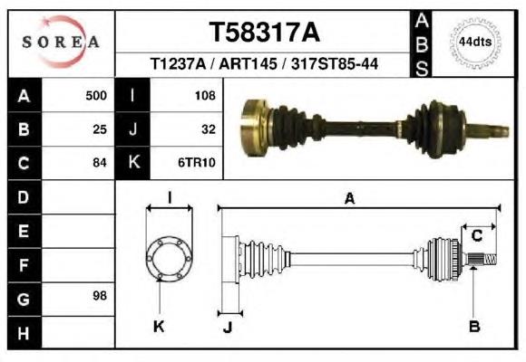 T58317A EAI árbol de transmisión delantero izquierdo